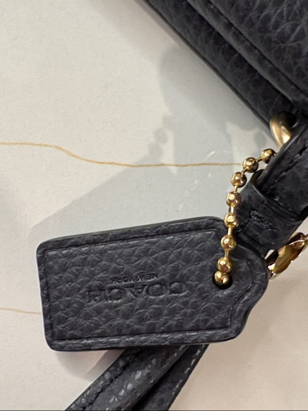 Coach Black Pebbled Leather Wristlet with Gold Logo - Picture 7 of 13